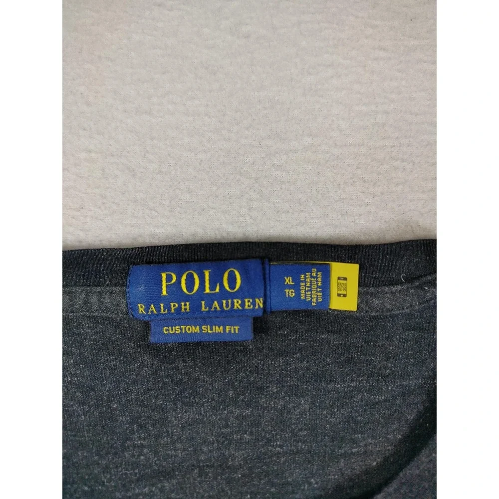 Polo Ralph Lauren Shirt‎ Mens XL Gray Custom Slim Fit Long Sleeve Pony Logo Tee